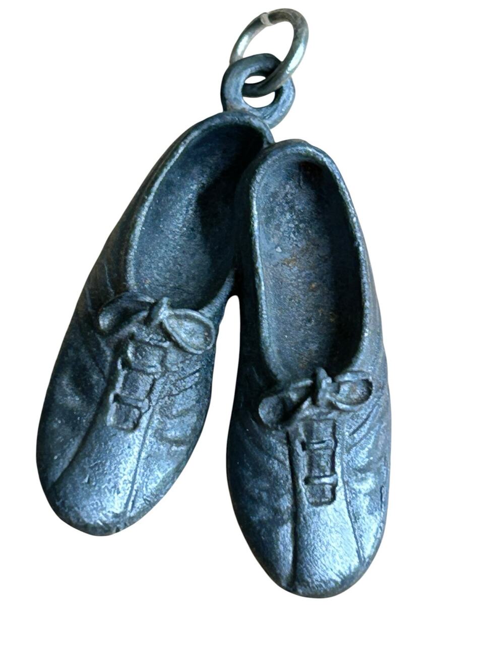 Vintage Jog For Your Life Running Shoes Charm Pendant Sneaker Jogger Pewter VTG